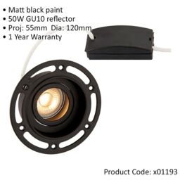 Loops 2 PACK Trimless Plaster-In Downlight - 50W GU10 Reflector LED - Matt Black - thumbnail 2