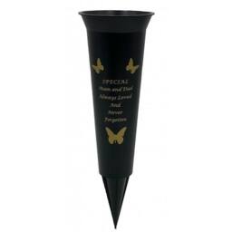 David Fischhoff Memorial Grave Plastic Spike Vase - Mam & Dad in Black - thumbnail 1