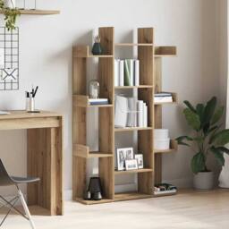 Berkfield Home Book Cabinet Artisan Oak 86x25.5x140 cm Engineered Wood in Brown - thumbnail 3