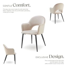 tectake Dining Chair Sasha Set Of 2 - Cream - Size: 2 Pack - thumbnail 3