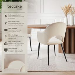tectake Dining Chair Sasha Set Of 2 - Cream - Size: 2 Pack - thumbnail 2