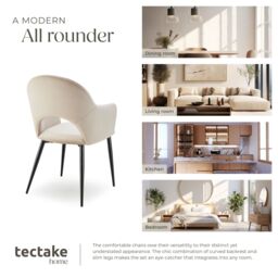 tectake Dining Chair Sasha Set Of 2 - Cream - Size: 2 Pack - thumbnail 7
