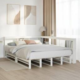 Berkfield Home Decorative Bookcase Bed without Mattress White 150x200cm Solid Wo - Size: 150x200 cm - thumbnail 4