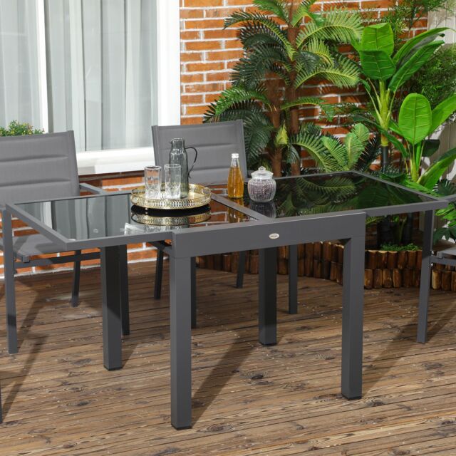 OUTSUNNY Extendable Outdoor Dining Table Patio Table in Black - image 1