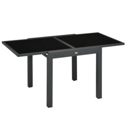 OUTSUNNY Extendable Outdoor Dining Table Patio Table in Black - thumbnail 2