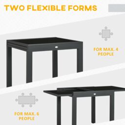 OUTSUNNY Extendable Outdoor Dining Table Patio Table in Black - thumbnail 4