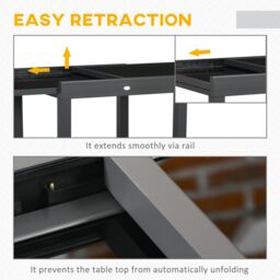 OUTSUNNY Extendable Outdoor Dining Table Patio Table in Black - thumbnail 6