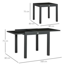OUTSUNNY Extendable Outdoor Dining Table Patio Table in Black - thumbnail 3
