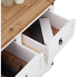 Hinsinc White Mexican Style 3 Door 3 Drawer Pine Sideboard - Size: 0.6m2 - thumbnail 6