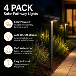 INMTFEI 4 Pack Solar Pathway Lights Waterproof Garden Stake Lights in Black - thumbnail 9