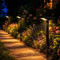 INMTFEI 4 Pack Solar Pathway Lights Waterproof Garden Stake Lights in Black