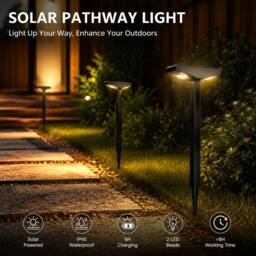 INMTFEI 4 Pack Solar Pathway Lights Waterproof Garden Stake Lights in Black - thumbnail 6