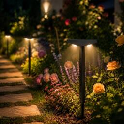 INMTFEI 4 Pack Solar Pathway Lights Waterproof Garden Stake Lights in Black - thumbnail 2