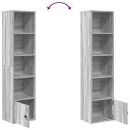 Berkfield Home Bookcase Grey Sonoma 31x24x127 cm Engineered Wood - Size: 31 x 24 x 127 cm - thumbnail 7
