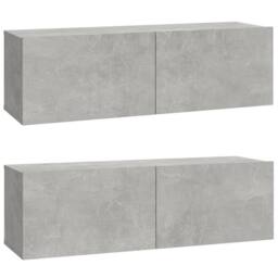 Berkfield Home 4 Piece TV Cabinet Set Concrete Grey Engineered Wood - thumbnail 4