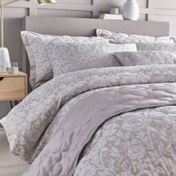 Portfolio Home Chatsworth Floral Quilted Bedspread Pillow Shams Throw Set 254x254cm in Natural - Size: 250 cm x 250 cm - thumbnail 2
