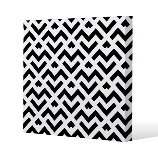 Benjamin Tate Design Black & White Geometric Slim Style Canvas Print 75x75cm in Natural - Size: 75x75 cm - image 1