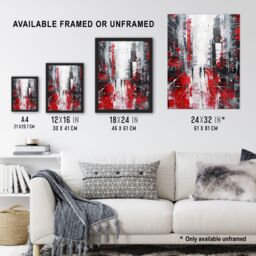 "Artery8 Figures in Lodz Poland Street Abstract Painting Framed Art Print in Red - Size: W12"" x H16""" - thumbnail 3