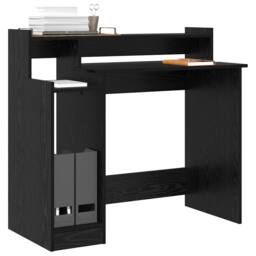 Berkfield Home Modern Desk with Desk Lamps with Shelf with Storage Black oak Eng - thumbnail 1