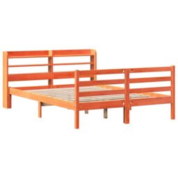 Berkfield Home Bed Frame without Mattress Wax Brown 135x190 cm Double Solid Wood Pine - thumbnail 3