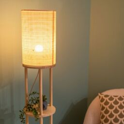 ValueLights Elsa Natural Wooden 3 Tier Floor Lamp With Bamboo Shade - thumbnail 3