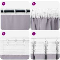 Berkfield Home Modern Curtains with Curtains 2 pcs Metal grey 225 x 140 cm Polyester in Light Grey - thumbnail 7