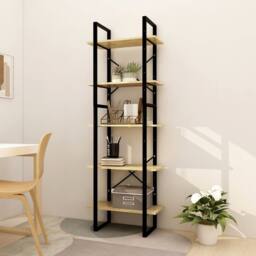 Berkfield Home 5-Tier Book Cabinet 60x30x175 cm Pinewood in Brown - Size: 60 x 30 x 175 cm - thumbnail 2