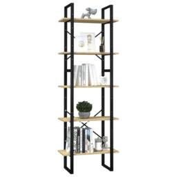 Berkfield Home 5-Tier Book Cabinet 60x30x175 cm Pinewood in Brown - Size: 60 x 30 x 175 cm - thumbnail 3