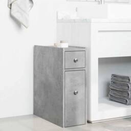 Berkfield Home Narrow Bathroom Cupboard with Wheels Concrete Grey Engineered Wood - thumbnail 1