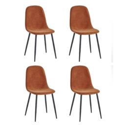 Cheshire Alverton Premium Orange Chenille Upholstered Dining Chairs - Set of 4 in Terracotta