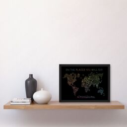 Artery8 World Travel Landmark Line Map Oh The Places You Will Go Rainbow Black Artwork Framed Wall Art Print A4 - thumbnail 2