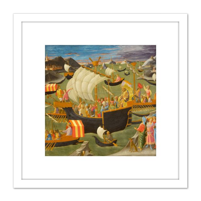 Artery8 Pessilino King Melchior Holy Land Painting 8X8 Inch Square Wooden Framed Wall Art Print Picture with Mount in White - image 1