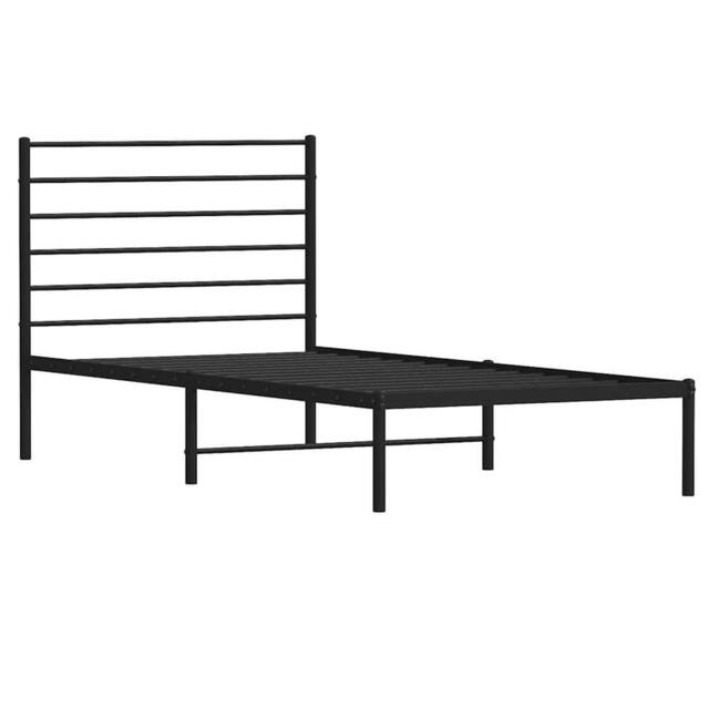 Berkfield Home Metal Bed Frame with Headboard Black 107x203 cm - image 1