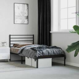 Berkfield Home Metal Bed Frame with Headboard Black 107x203 cm - thumbnail 2