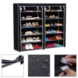 VOGREX 7-Tier Non-Woven Fabric Shoe Storage Organiser Rack in Black - thumbnail 6