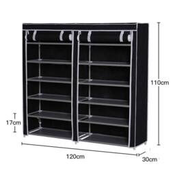 VOGREX 7-Tier Non-Woven Fabric Shoe Storage Organiser Rack in Black - thumbnail 2