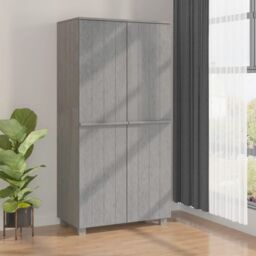 Berkfield Home Wardrobe HAMAR Light Grey 89x50x180 cm Solid Wood Pine - Size: 89 x 50 x 180 cm