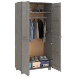 Berkfield Home Wardrobe HAMAR Light Grey 89x50x180 cm Solid Wood Pine - Size: 89 x 50 x 180 cm - thumbnail 6