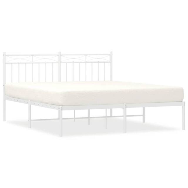 Berkfield Home Metal Bed Frame with Headboard White 150x200 cm King Size - image 1