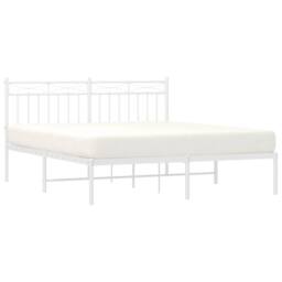 Berkfield Home Metal Bed Frame with Headboard White 150x200 cm King Size - thumbnail 4