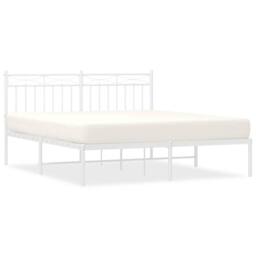Berkfield Home Metal Bed Frame with Headboard White 150x200 cm King Size