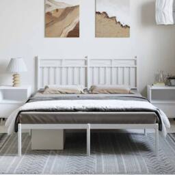 Berkfield Home Metal Bed Frame with Headboard White 150x200 cm King Size - thumbnail 3