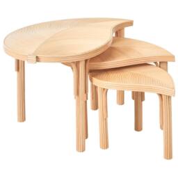 Wyld and Coco Natural Rattan Nest of 3 Coffee Tables - Leaf Design Indoor-Outdoor - thumbnail 4