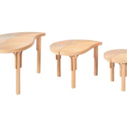 Wyld and Coco Natural Rattan Nest of 3 Coffee Tables - Leaf Design Indoor-Outdoor - thumbnail 2