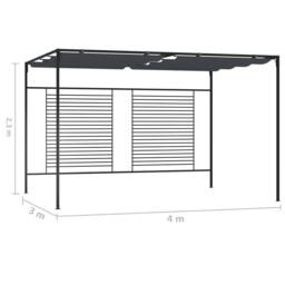 Berkfield Home Gazebo with Retractable Roof 4x3x2.3 m Anthracite 180 g/m ² in Black - thumbnail 7