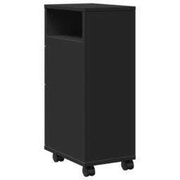 Berkfield Home Narrow Bathroom Cabinet with Wheels Black Engineered Wood - thumbnail 6
