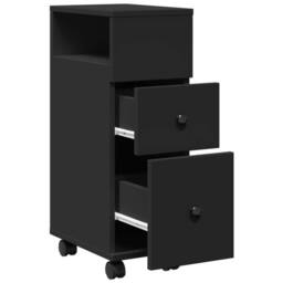 Berkfield Home Narrow Bathroom Cabinet with Wheels Black Engineered Wood - thumbnail 7