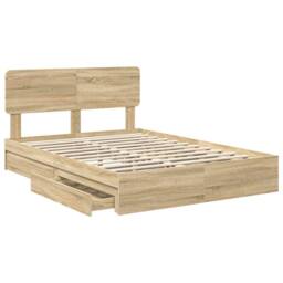 Berkfield Home Storage Bed with Drawer Sonoma Oak 140 x 200 cm Engineered Wood in Brown - thumbnail 5
