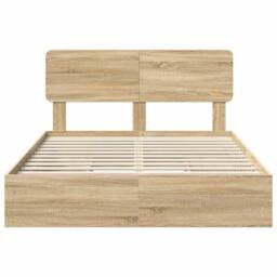 Berkfield Home Storage Bed with Drawer Sonoma Oak 140 x 200 cm Engineered Wood in Brown - thumbnail 8