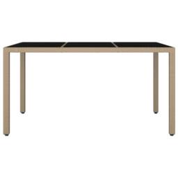 Berkfield Home Garden Table with Glass Top Beige Poly Rattan&Tempered Glass - thumbnail 3